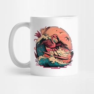 Surfing Pink Flamingo Mug